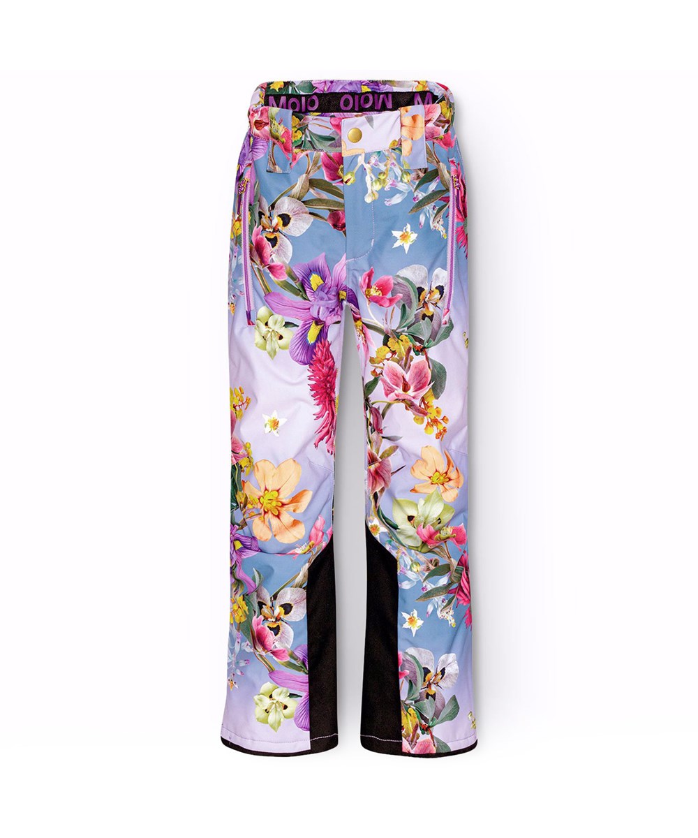 Jump Pro - Gradient Bloom - Wind- and waterproof trousers for children in recycled polyester with a floral print.