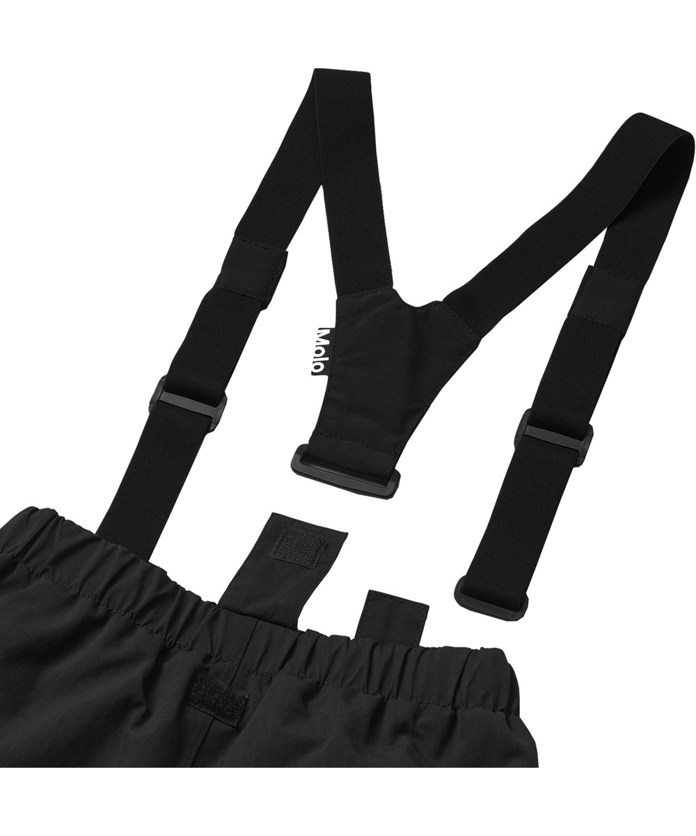 Paxton - Black - Black blue wind and waterproof trousers for children made of recycled nylon with adjustable an waist.