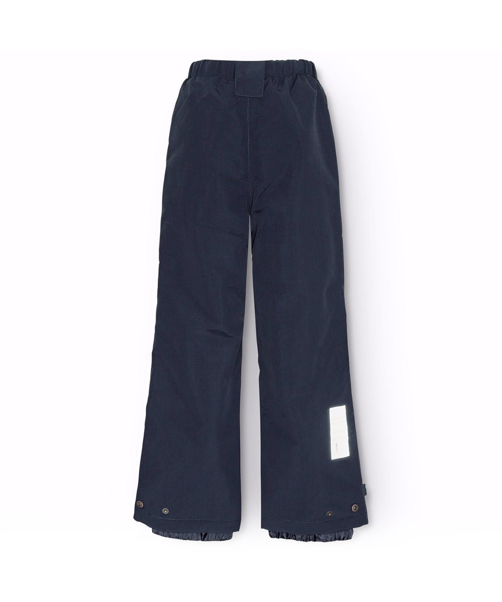 Paxton - Dark Night - Wind- and waterproof snow pants for children in dark blue made from recycled nylon.