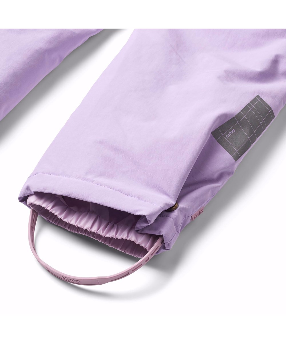 Paxton - Viola - Wind- and waterproof snow pants for children in purple made from nylon.