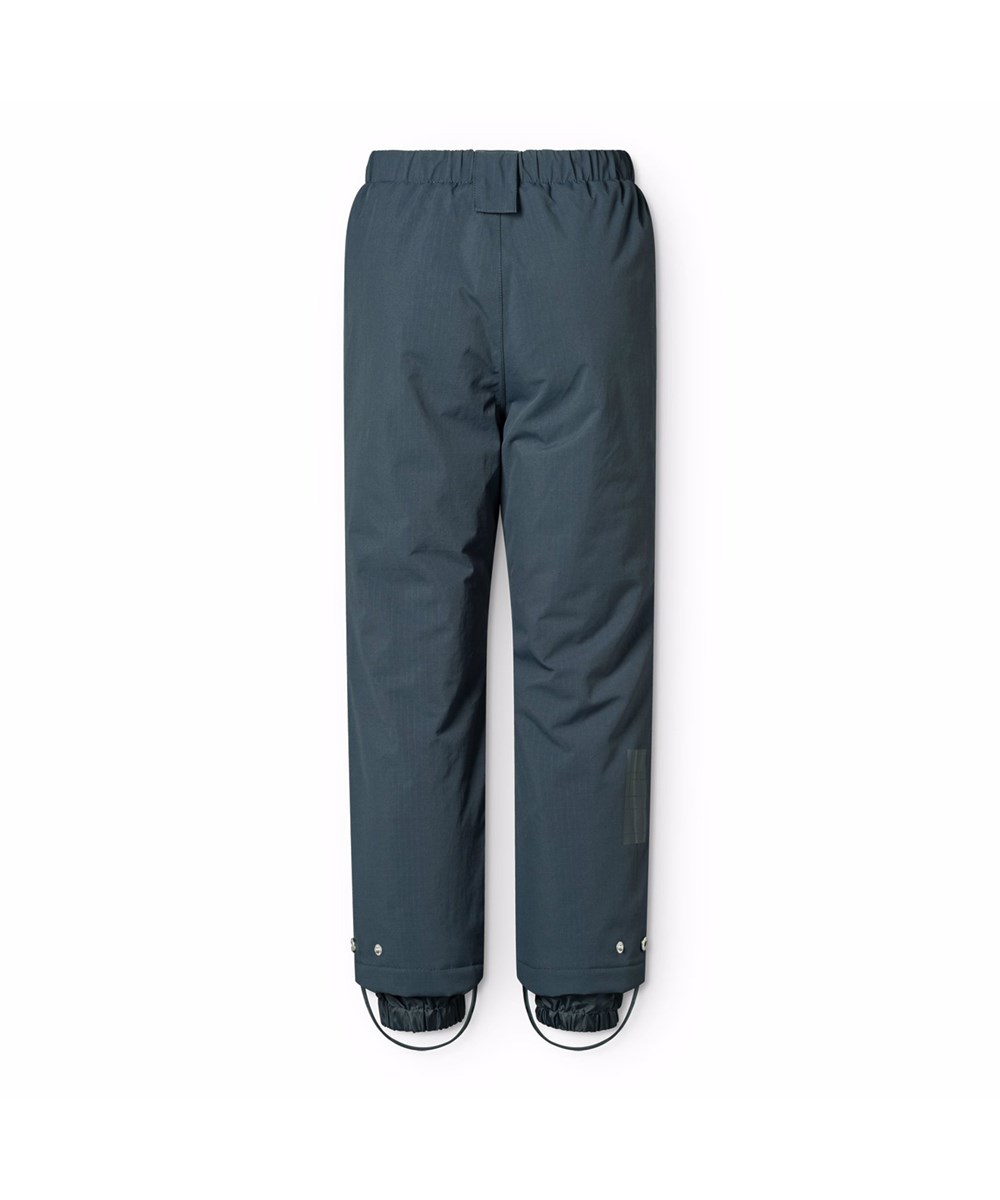 Paxton - Night Navy - Dark blue wind and waterproof trousers for children made of recycled nylon with adjustable an waist.