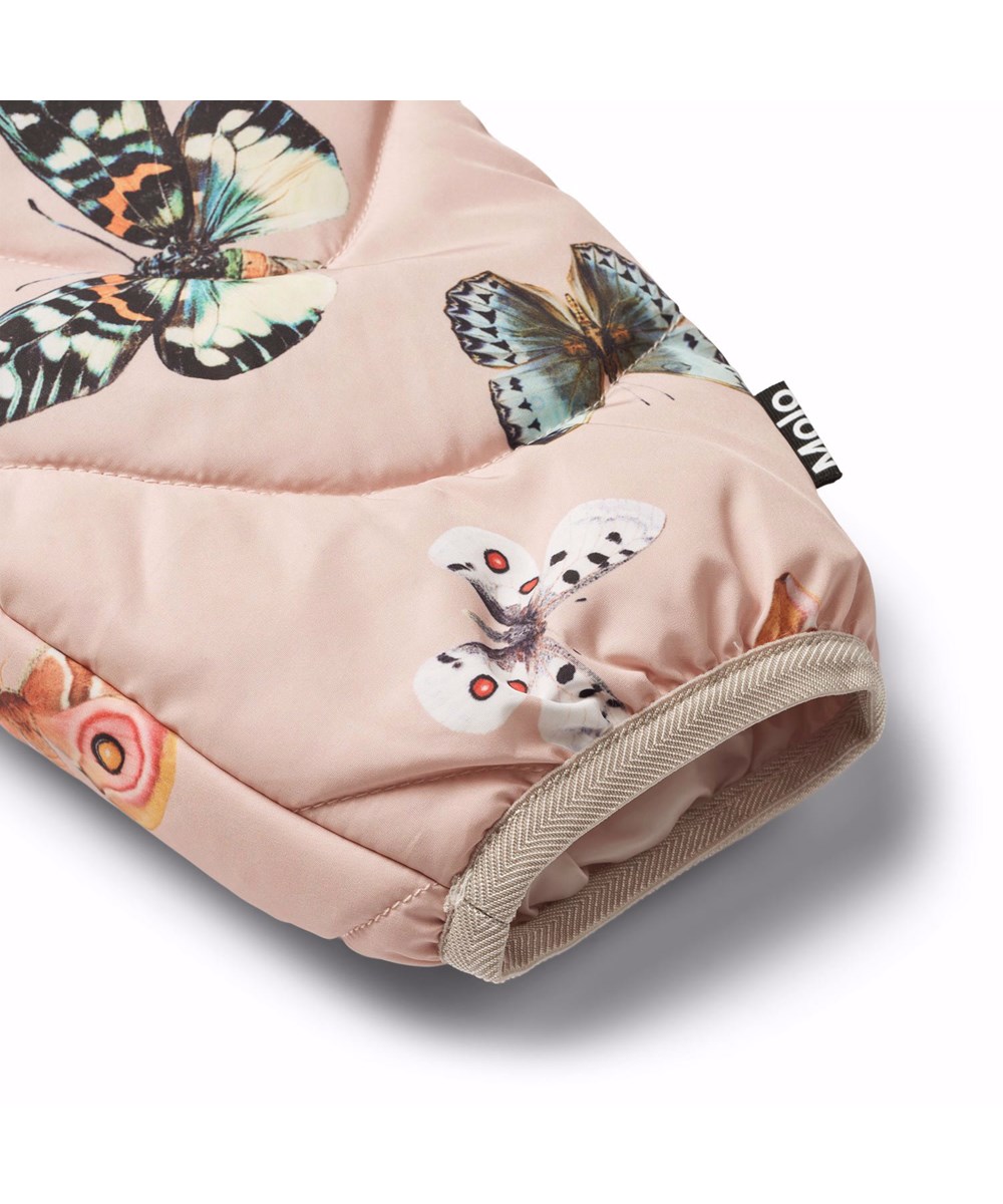 Percy - Blush Papillions - Water-repellent pink thermal trousers for babies and toddlers with trim.