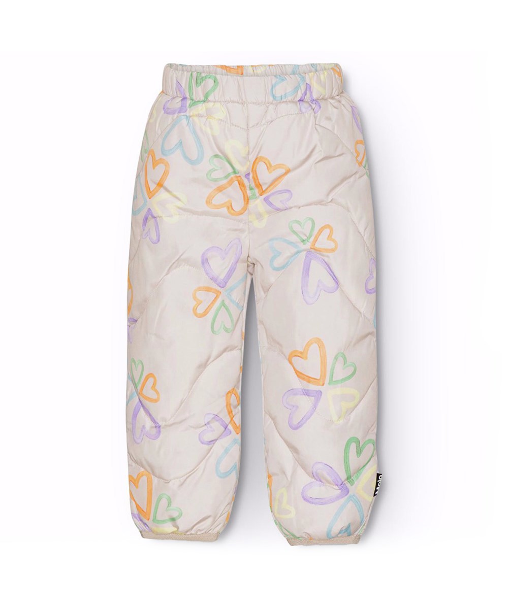 Percy - Multi Love - Water-repellent light purple thermal trousers for babies and toddlers