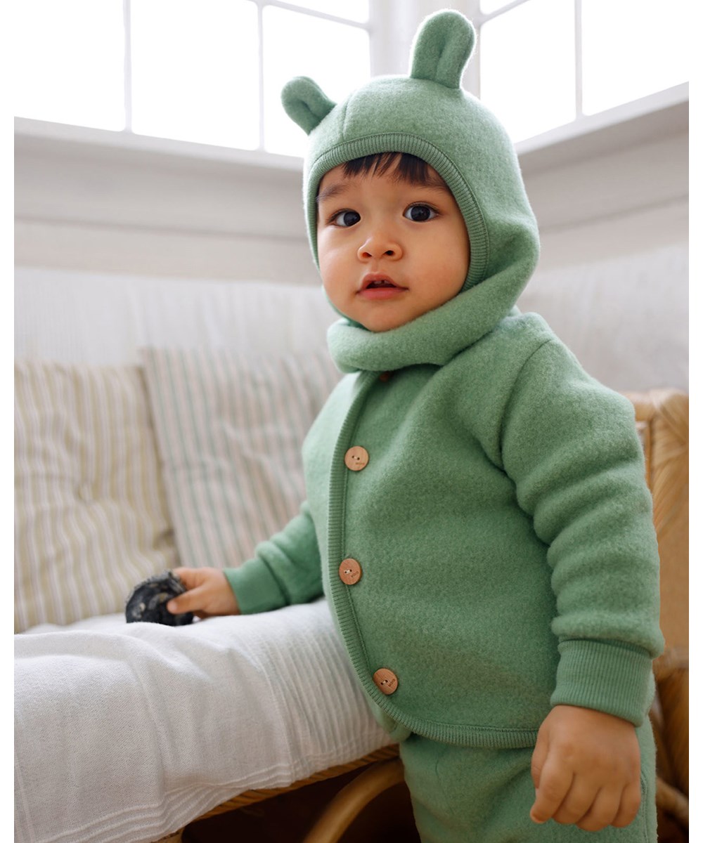 Ulmer - Moss Green - Green pants for the little ones in 100% merino wool