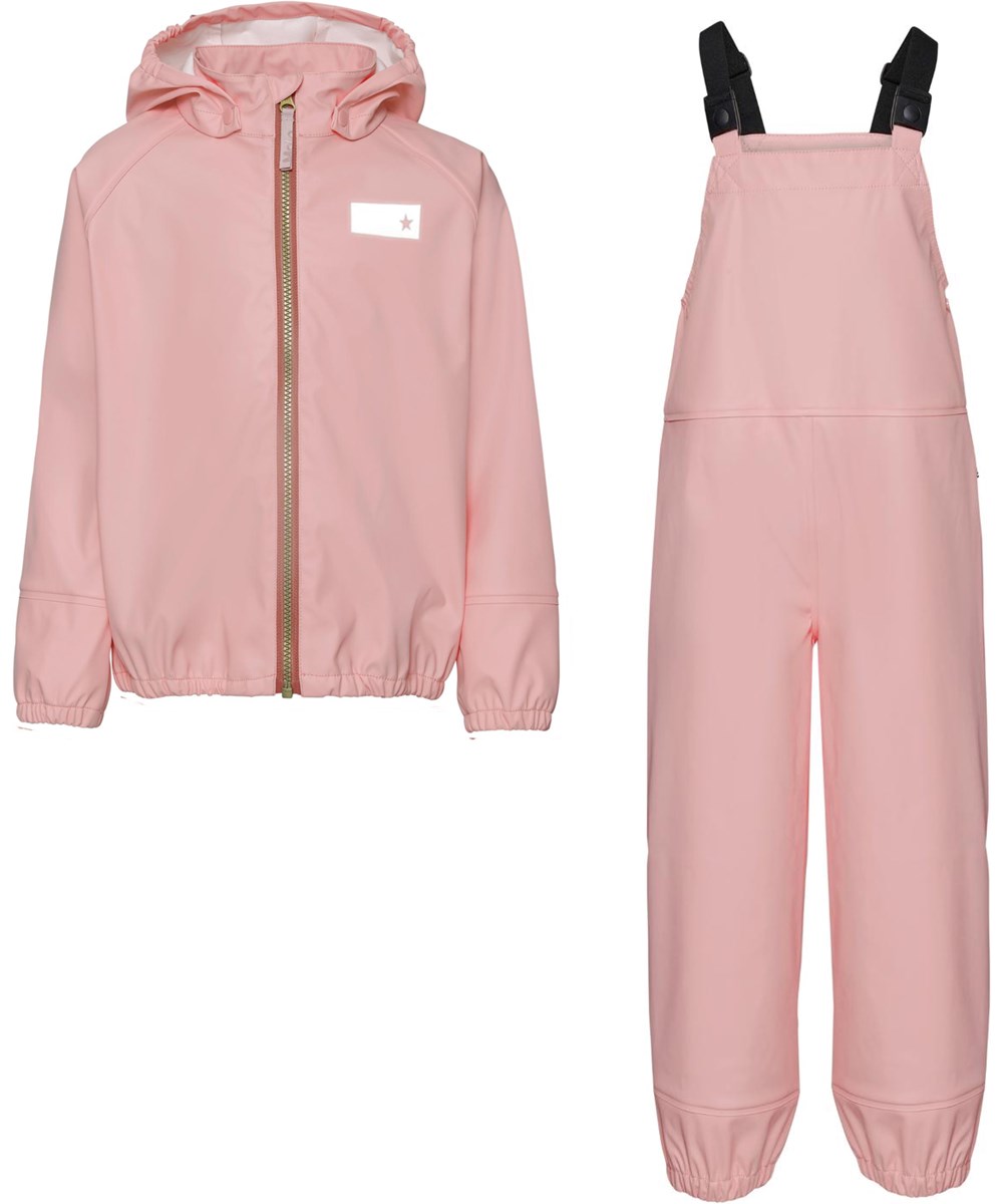 Wade - Rosequartz - Recycled rainwear set with bib and braces