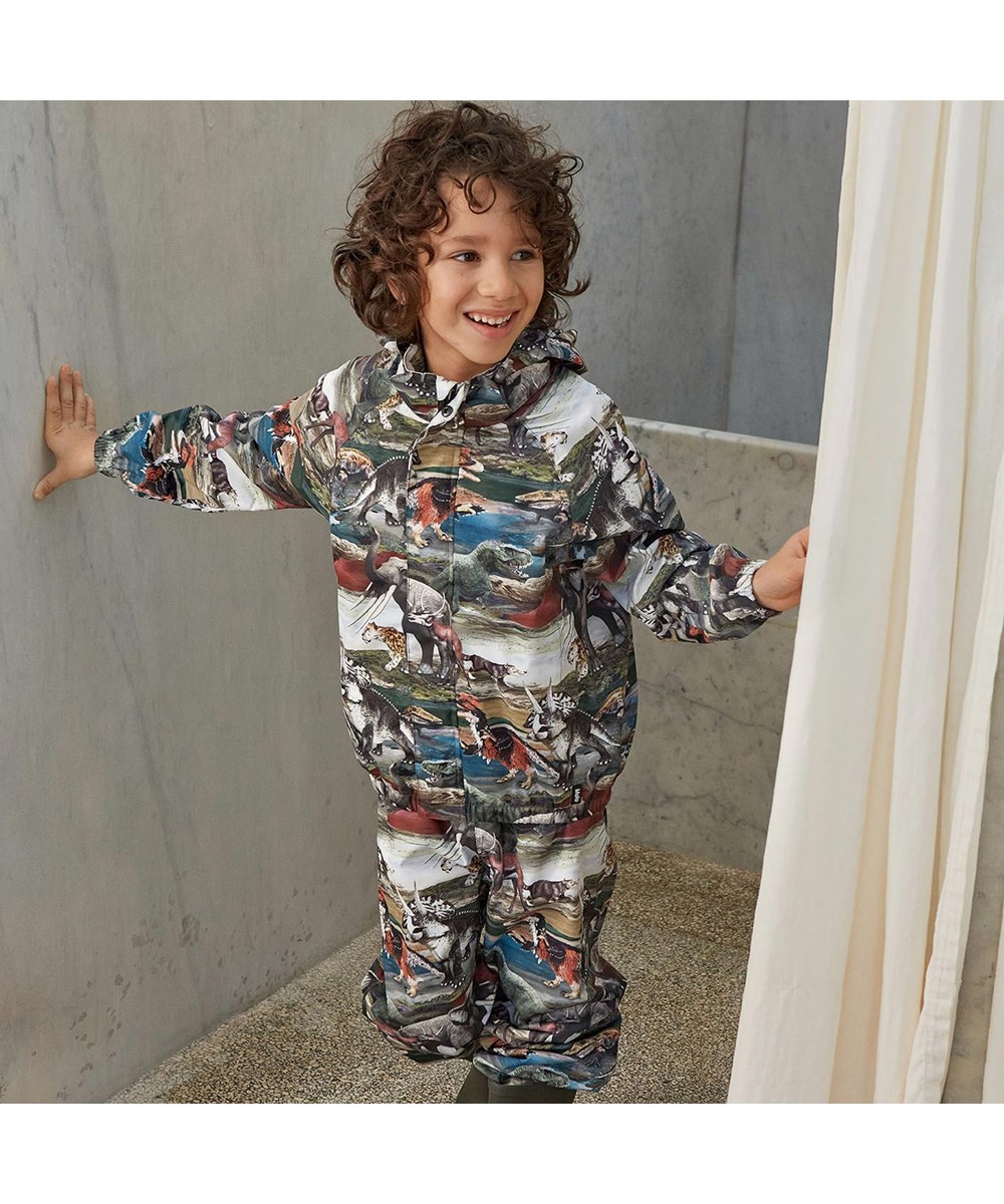 Waiton - Ancient Animals - Rain jacket with a dinosaur print 