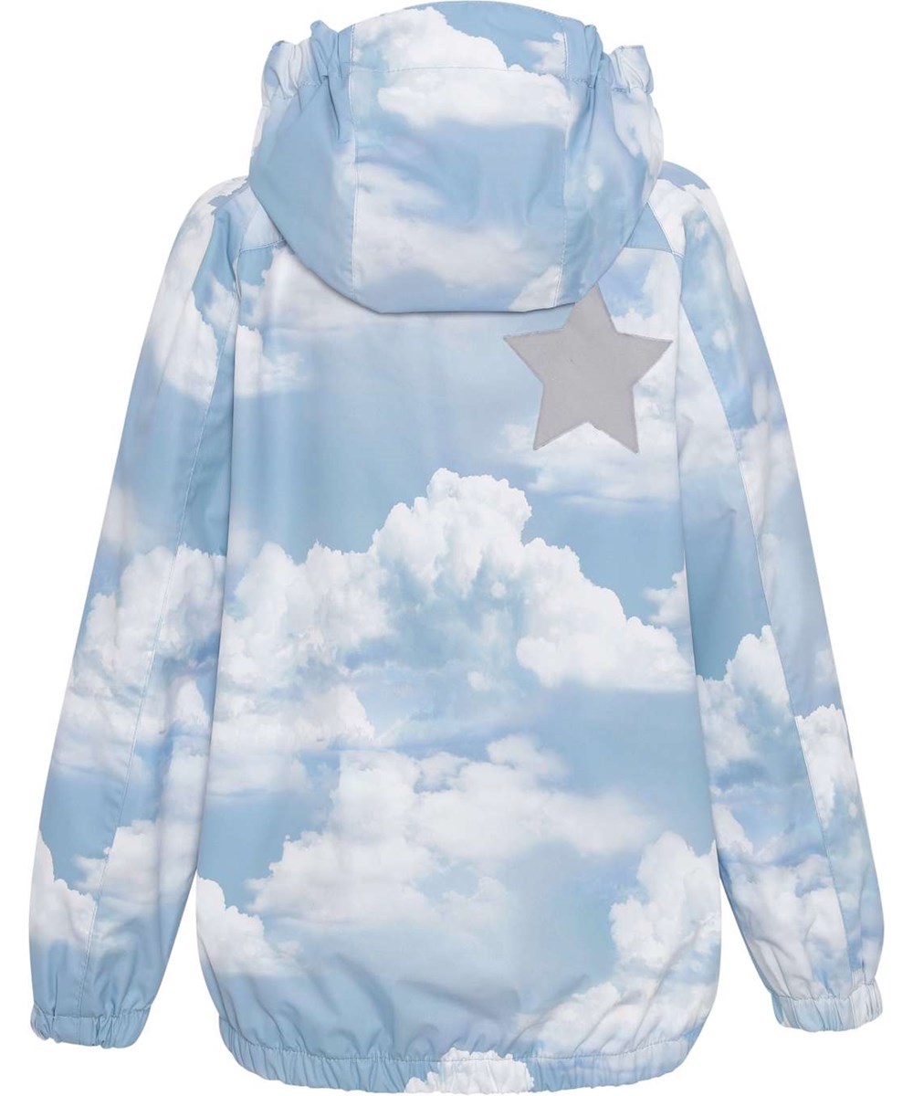 Waiton - Cloudy Day - Lightweight and breathable rain jacket in light blue sky print
