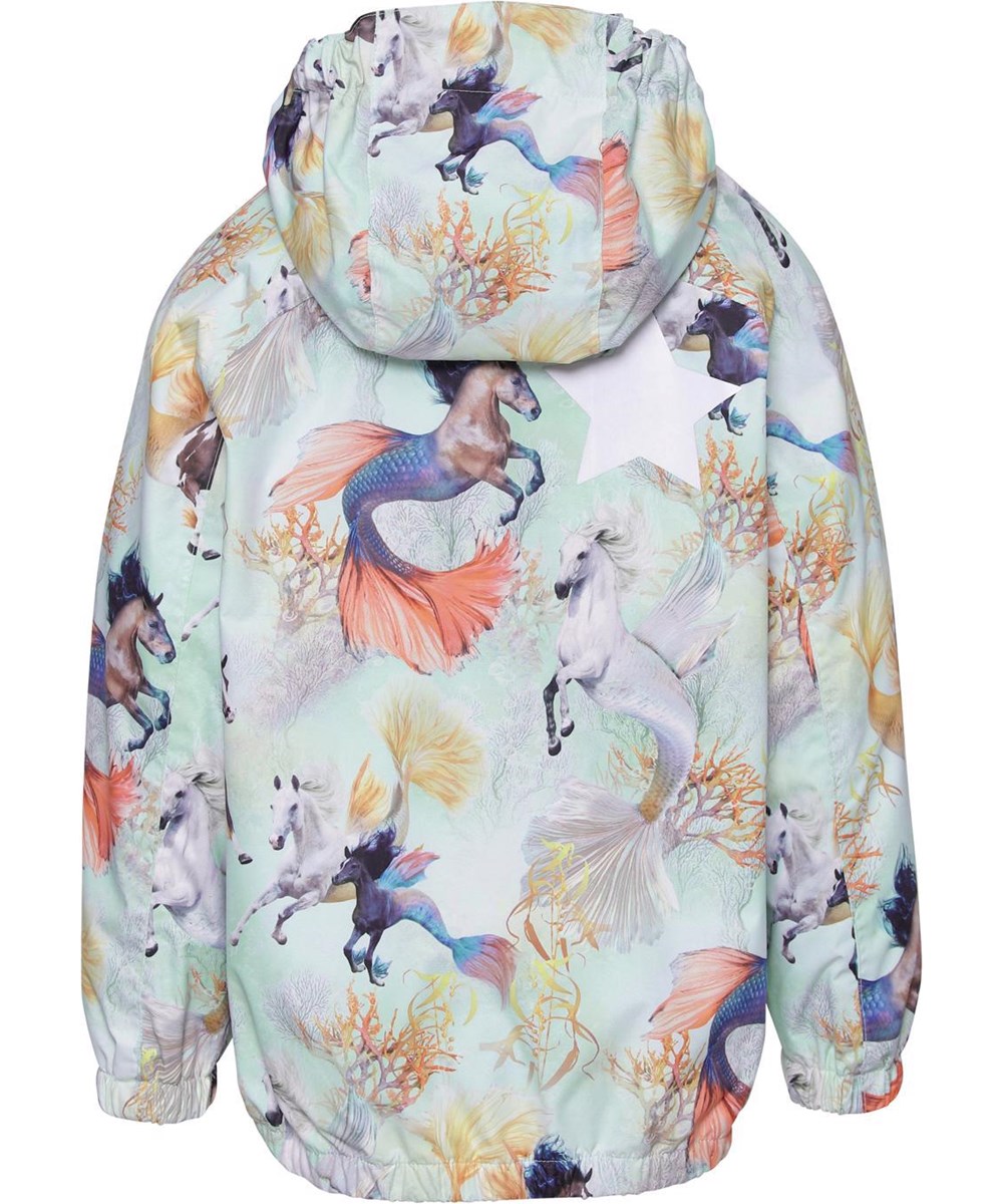 Waiton - Swiming Horses - Rain jacket in light blue with sea horse print 