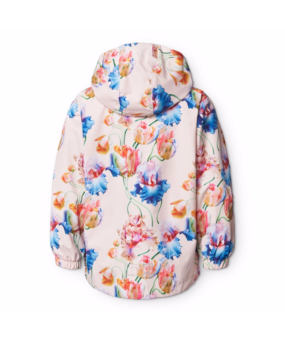 Waiton - Tulip Pink - Pink wind and waterproof raincoat for children in recycled polyester with a detachable hood.