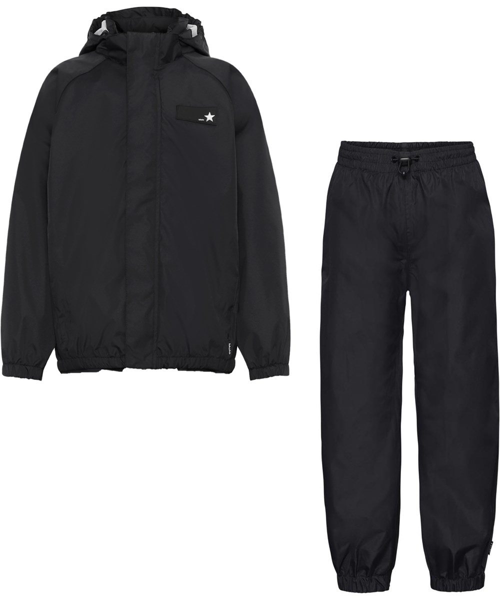 Whalley - Black - Black rainwear set with star reflector