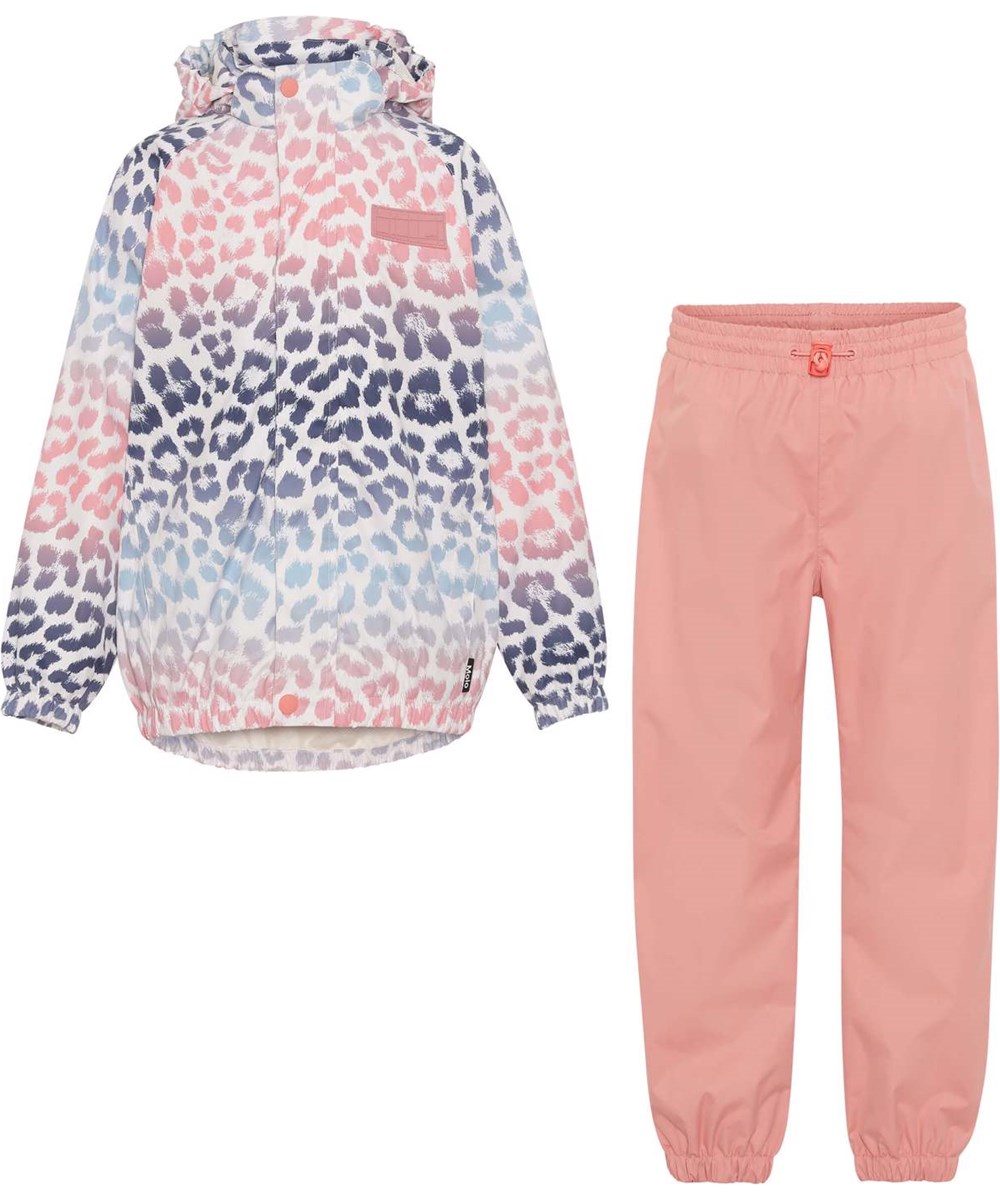 Whalley - Jaguar Stripe MIX - Lightweight and breathable rainwear set in multi-coloured animal print and rose