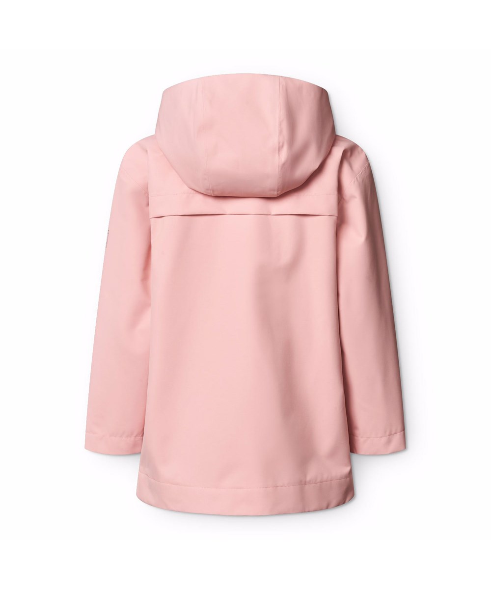 Windy - Rosequartz - Pink wind- and waterproof raincoat for children in recycled polyester with a detachable hood.