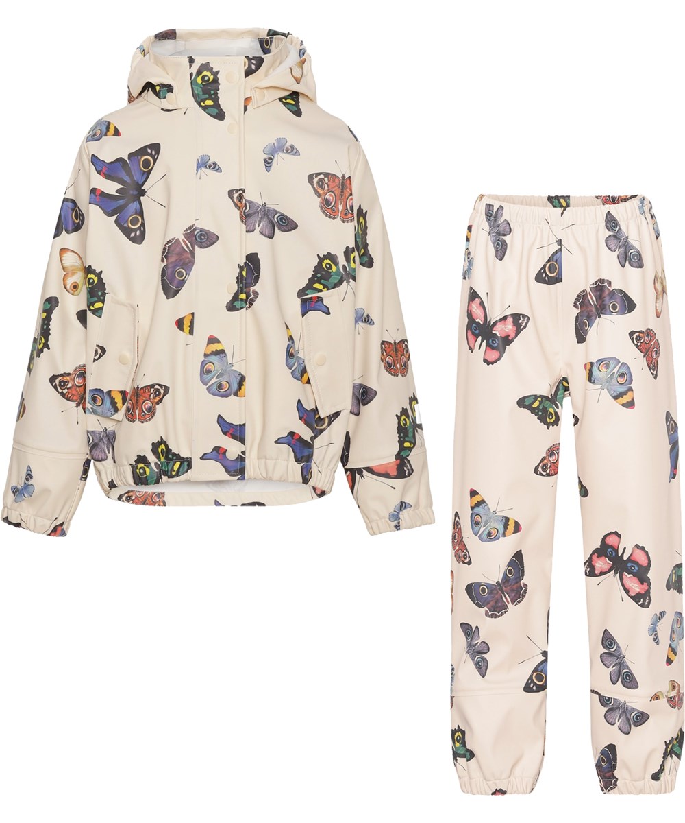 Zet - I See You Ivory - Recycled rubber rainwear set in butterfly print