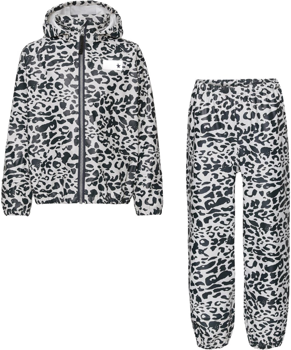 Zet - Leo Blue - Recycled rainwear set in leopard print