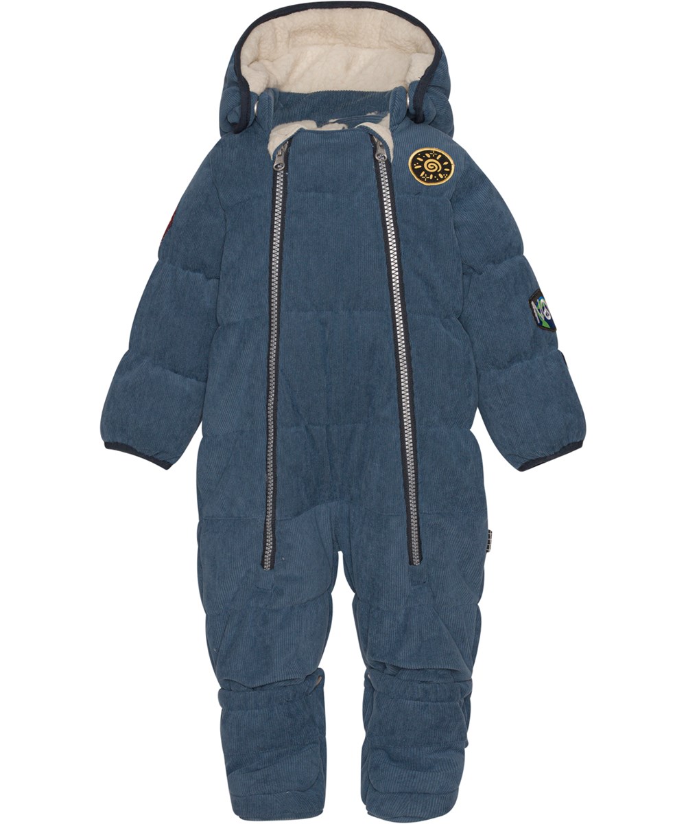 Hebe - Dark Denim - Dark blue corduroy baby snowsuit