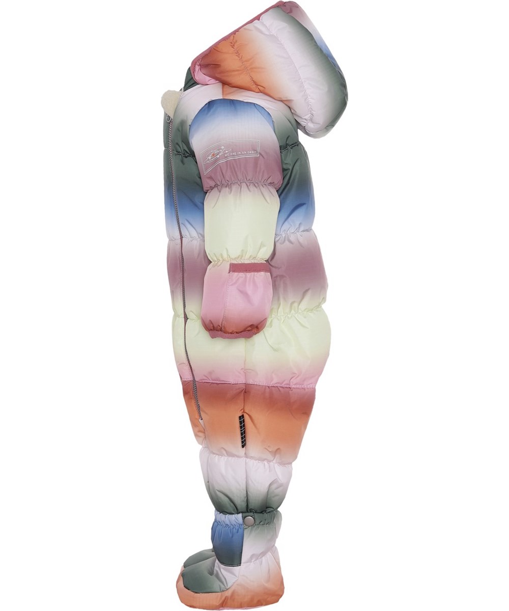 Hebe - Misty Rainbow - Recycled pastel coloured rainbow baby snowsuit