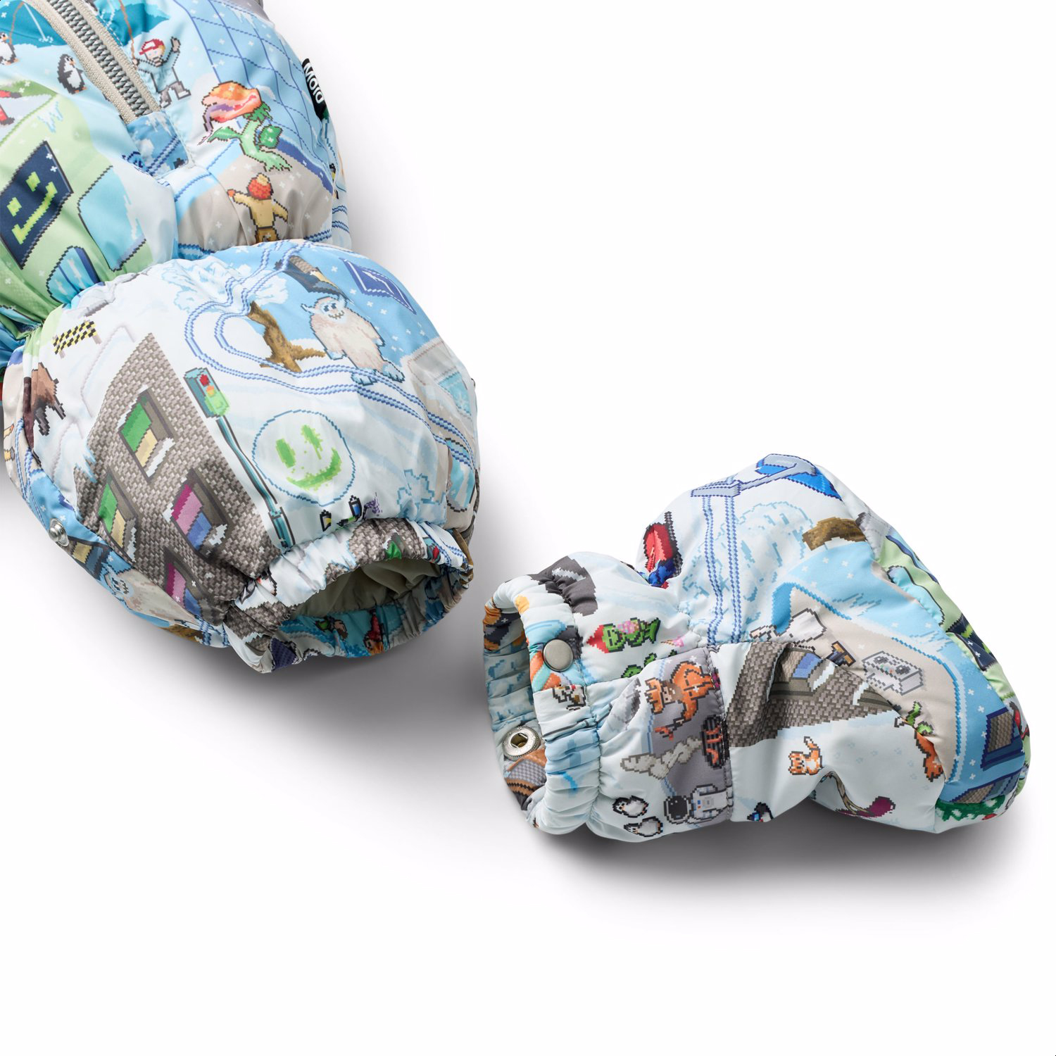 Hebe - Pixel Winter - Warm baby suit with a pixelated print of the