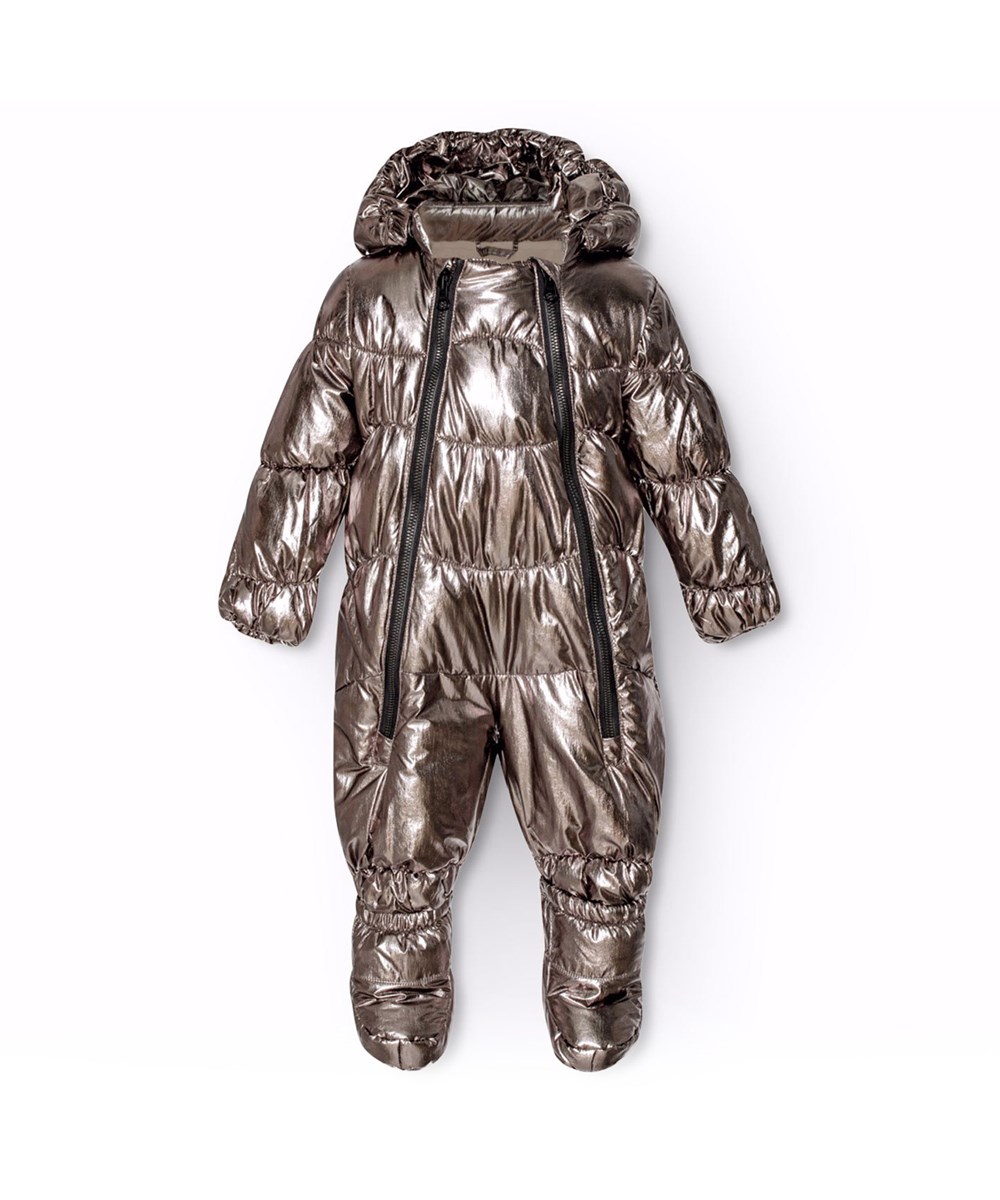 Hebe - Warm Silver - Warm silver baby snowsuit, perfect for strolling in the pram on chilly days.