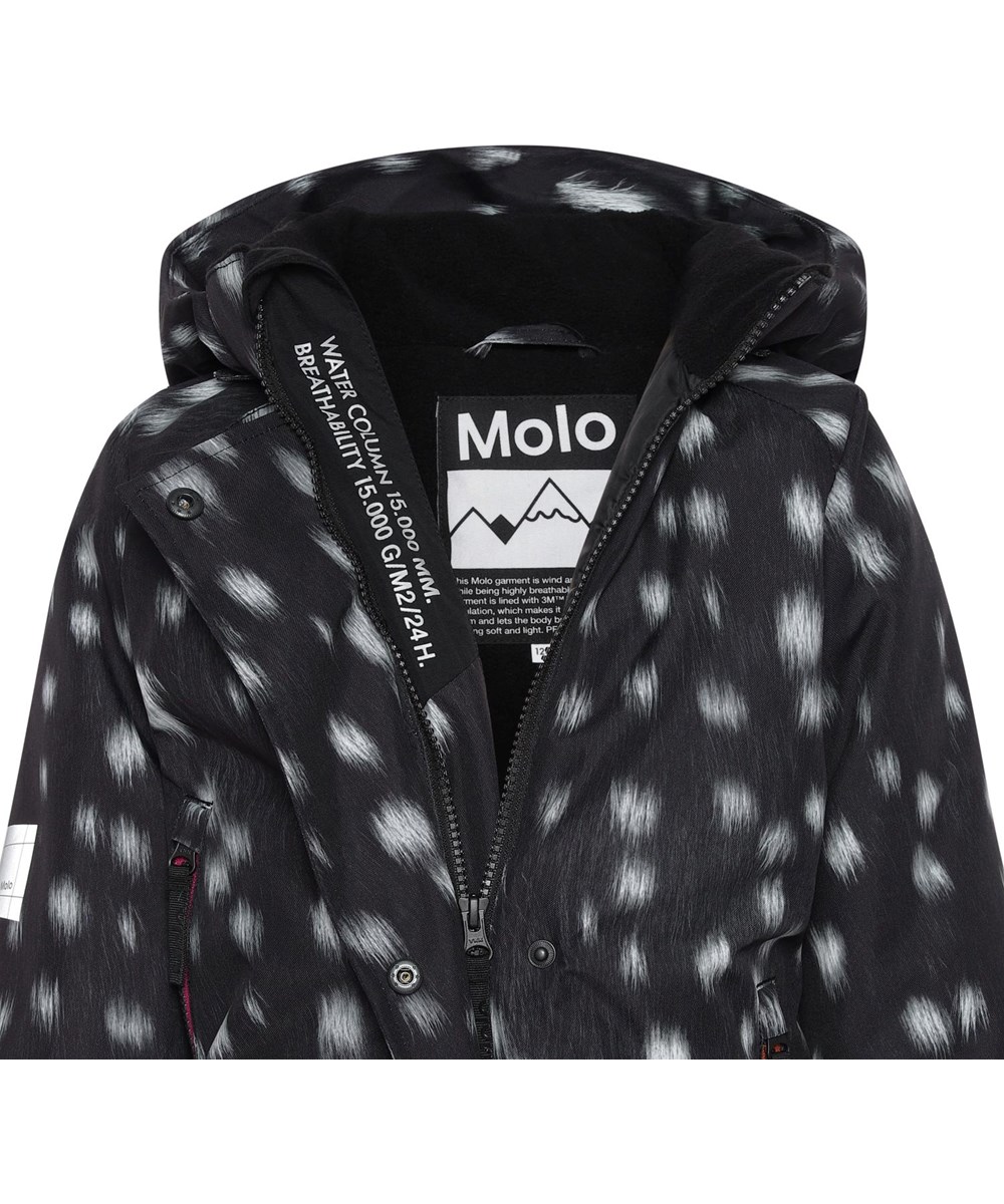 Hux - Black Fawn - Black recycled snowsuit with white spots 