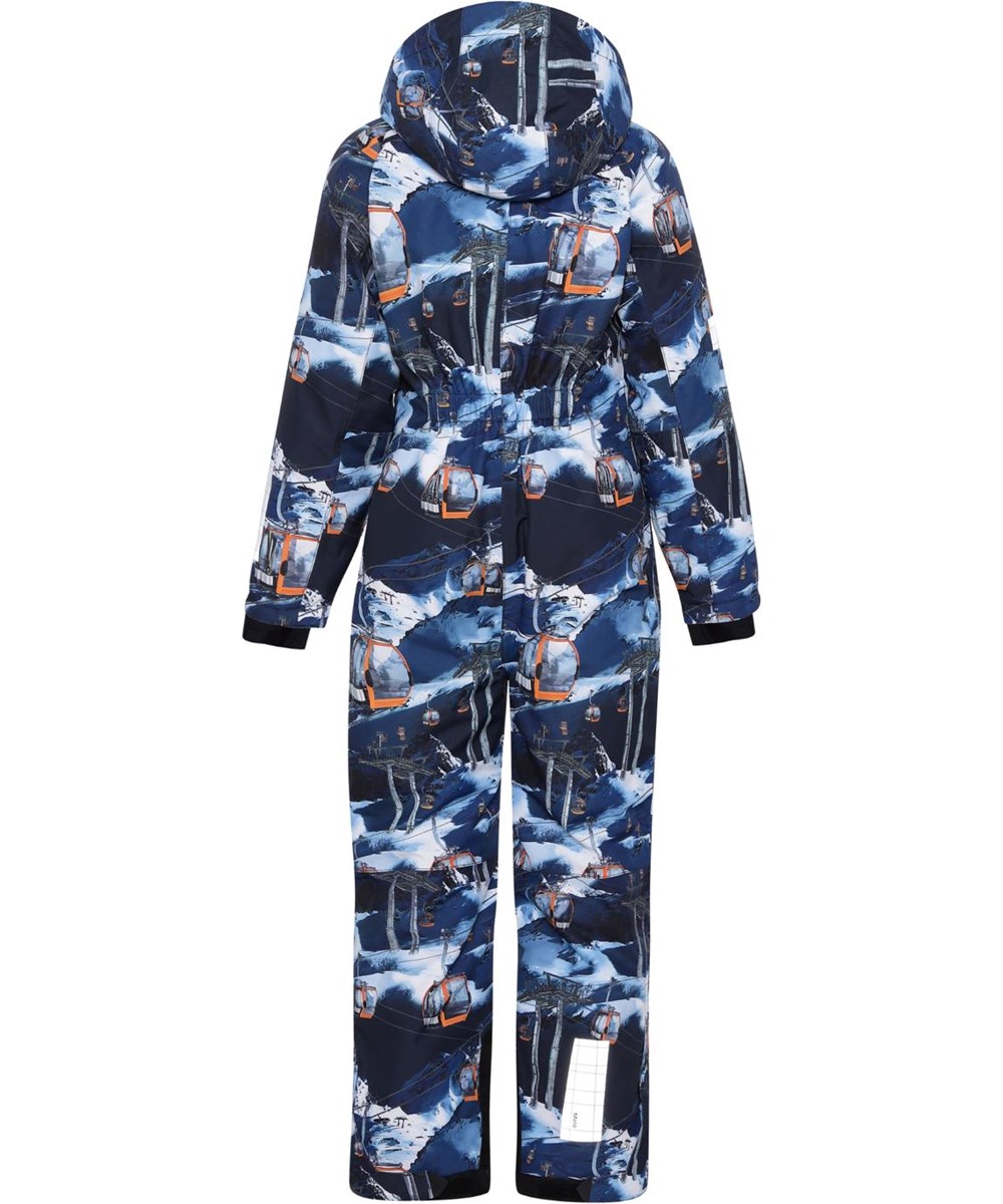 Hux - Way Up - Recycled blue snowsuit with ski lifts