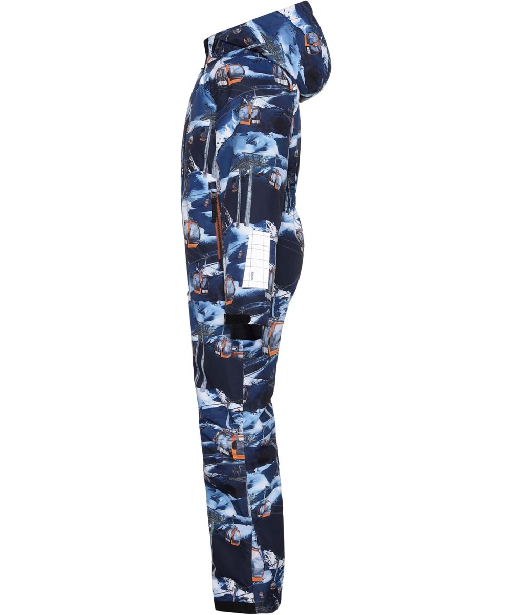 Hux - Way Up - Recycled blue snowsuit with ski lifts