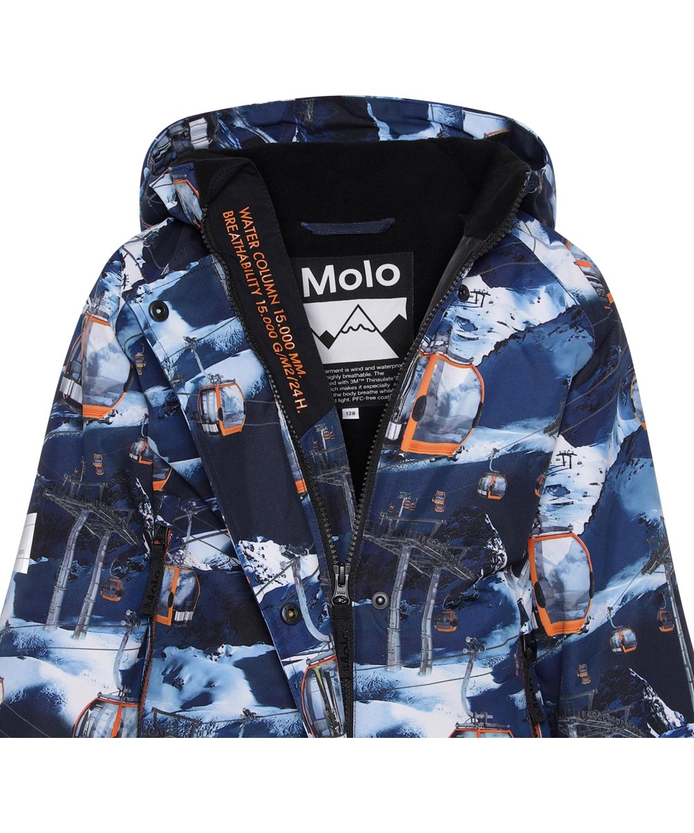 Hux - Way Up - Recycled blue snowsuit with ski lifts