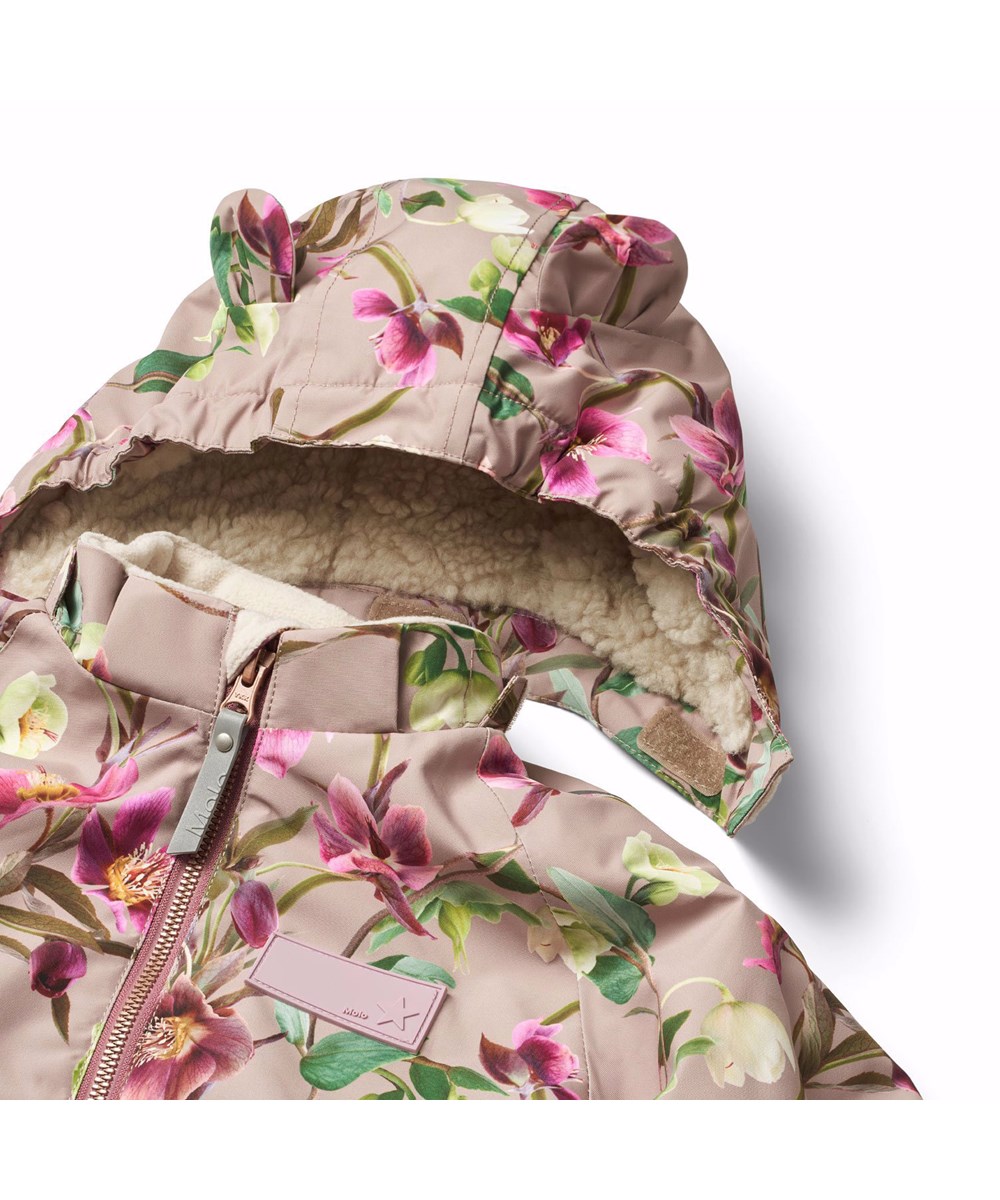 Hyde - Winter Roses - Warm snowsuit for babies and toddlers in recycled polyester with floral print.