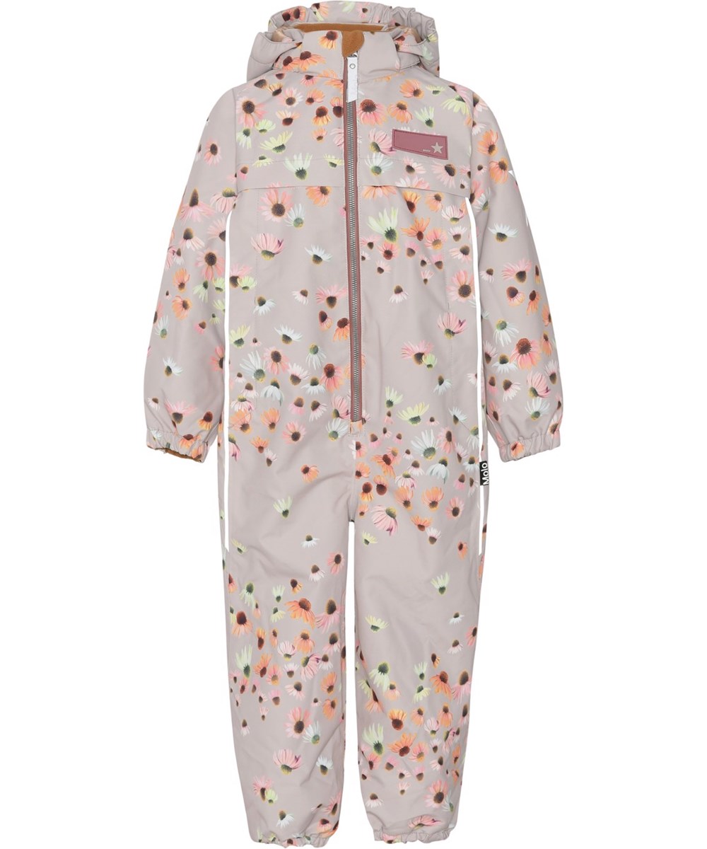 Pingo - Autumn Flowers - Recycled pink waterproof snowsuit with flowers