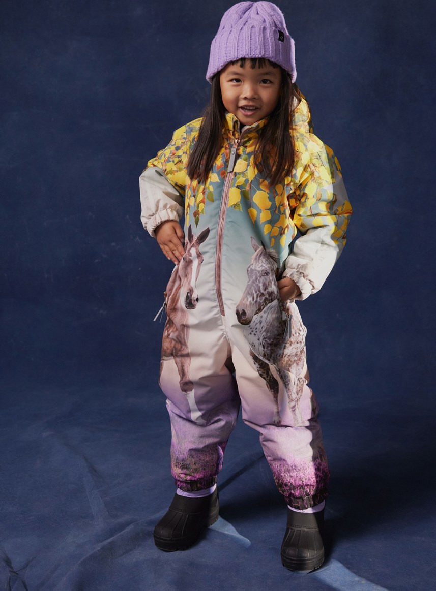 Polar - Dreamy Forest - Children's snowsuit in recycled polyester with a horse print.
