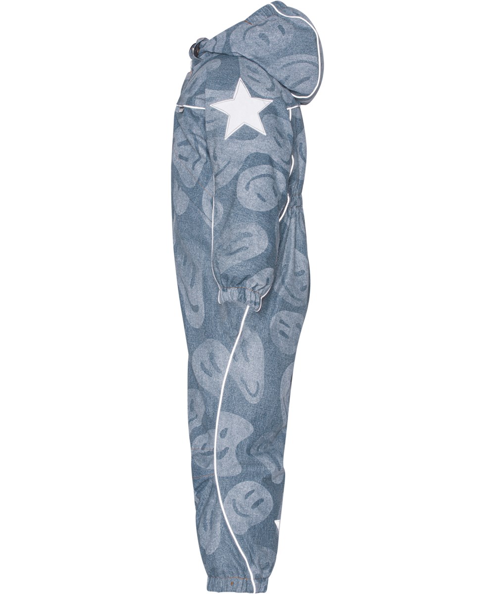 Polaris - Denim Swirley - Recycled snowsuit with blue denim and facesN196