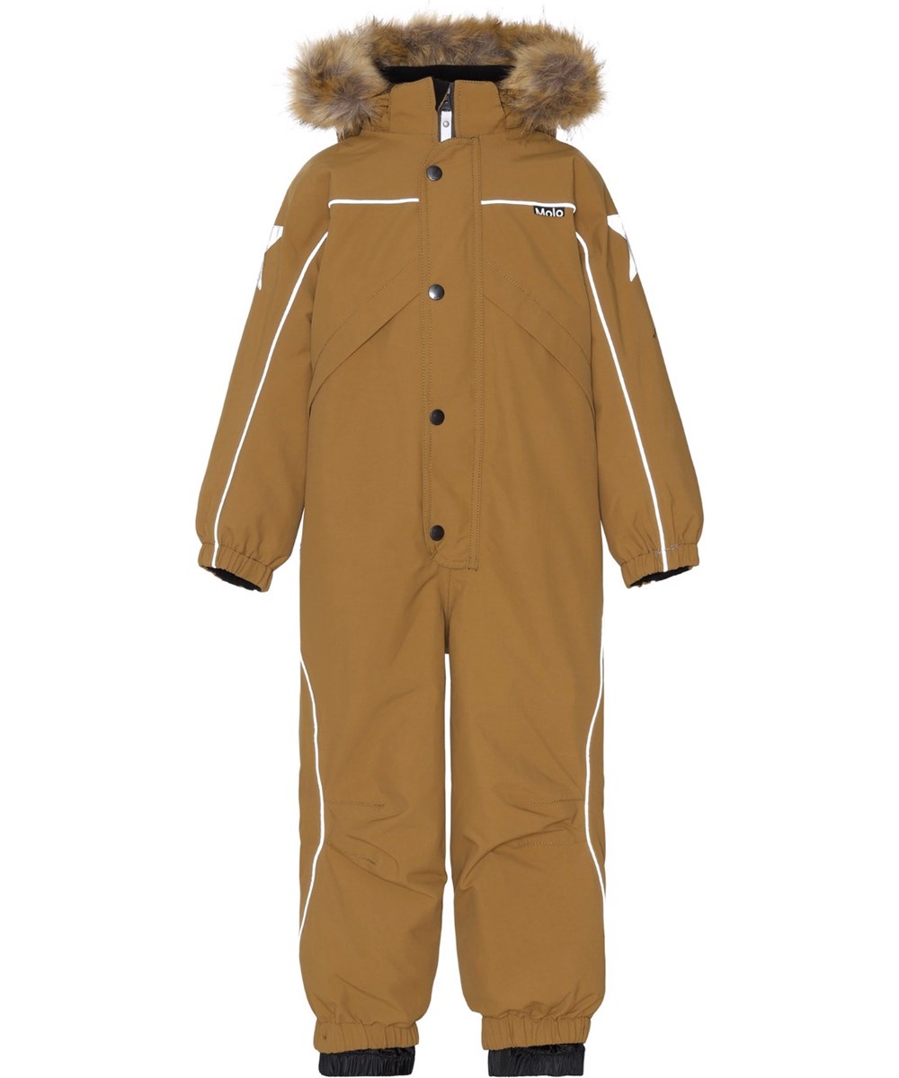 Polaris Fur - Earthy - Recycled snowsuit in brown and fur trim