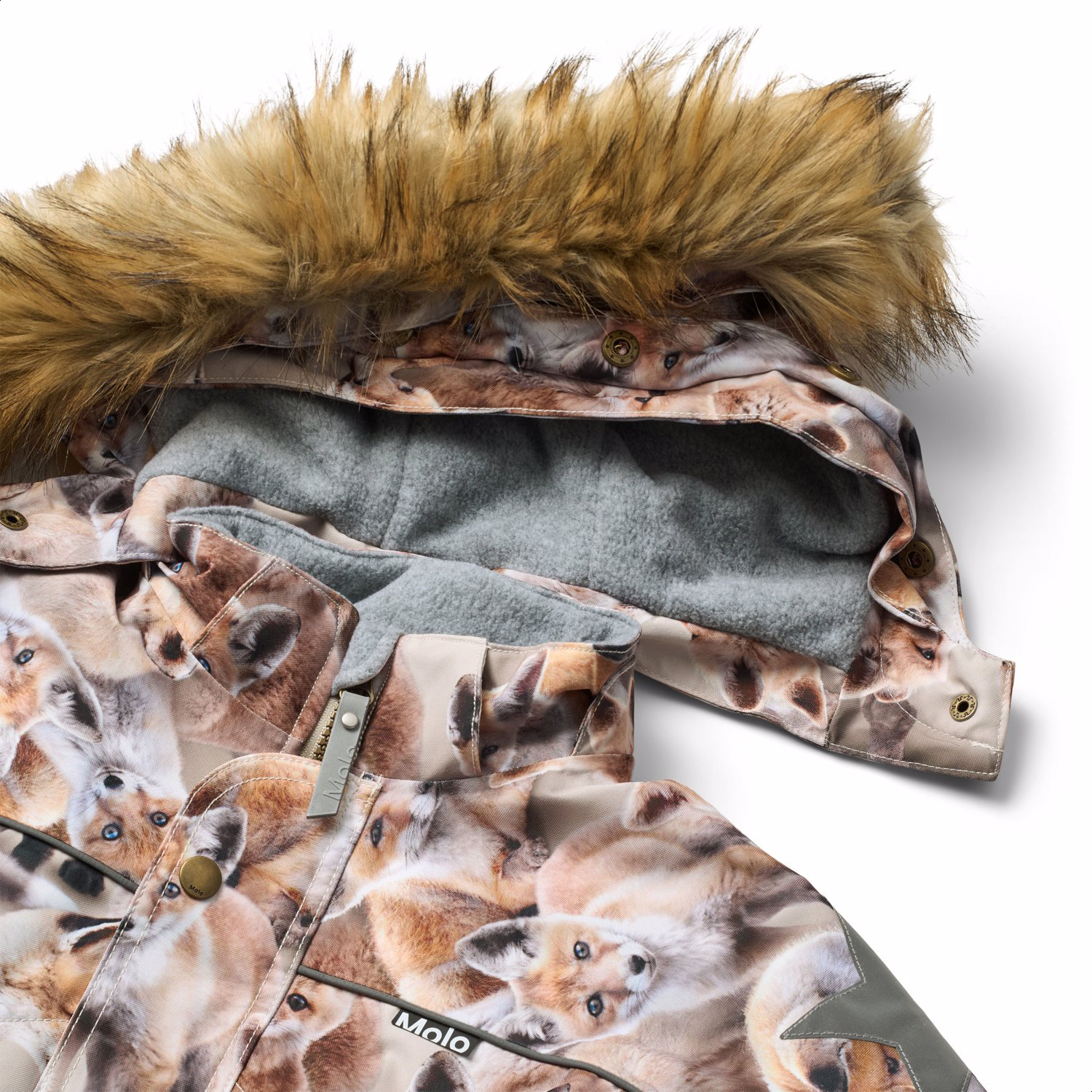 Polaris Fur - Playing Foxes - Wind and waterproof snowsuit with a