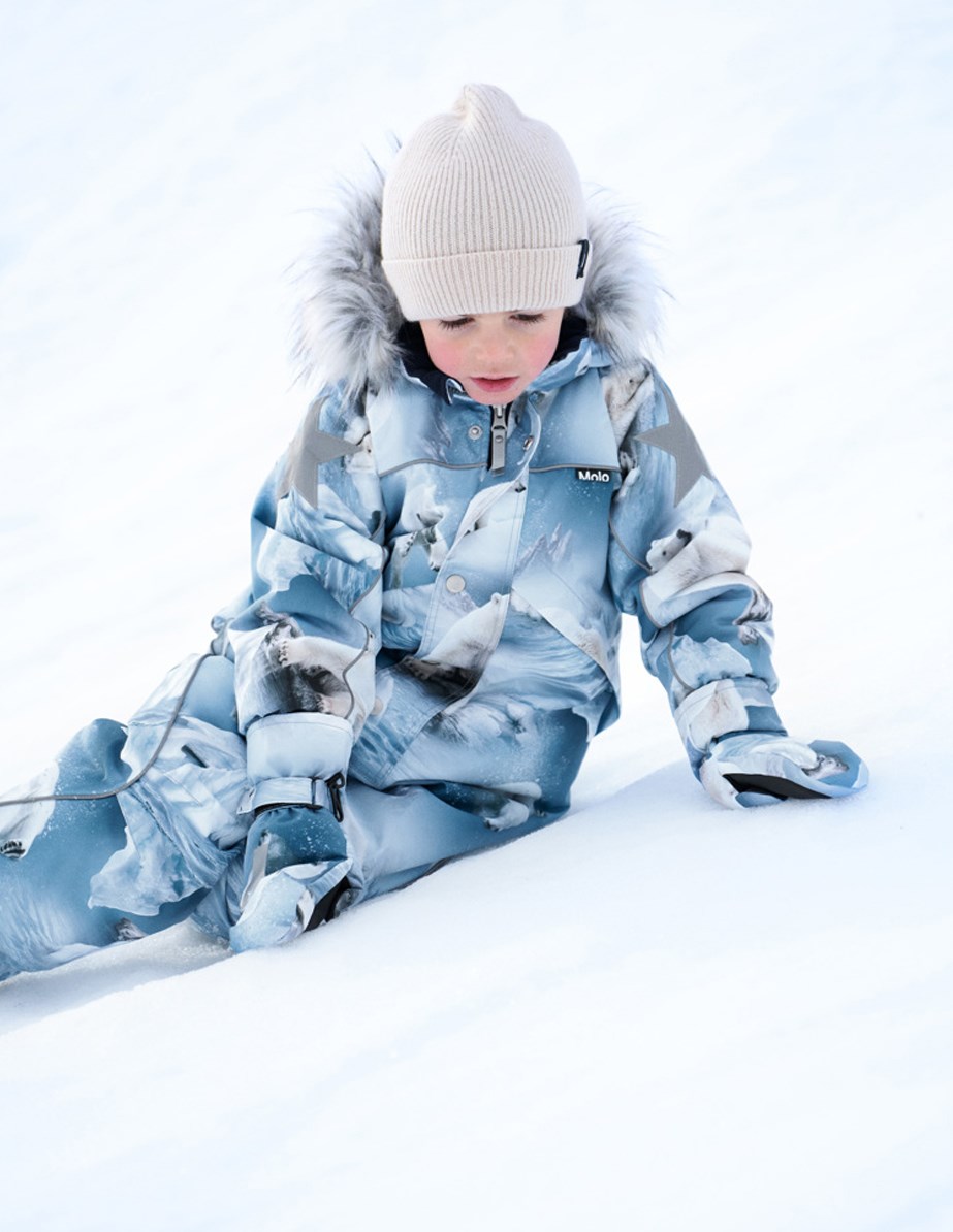 Polaris Fur - Polar Bear Joy - Children's snowsuit in recycled polyester with a cool print of polar bears.