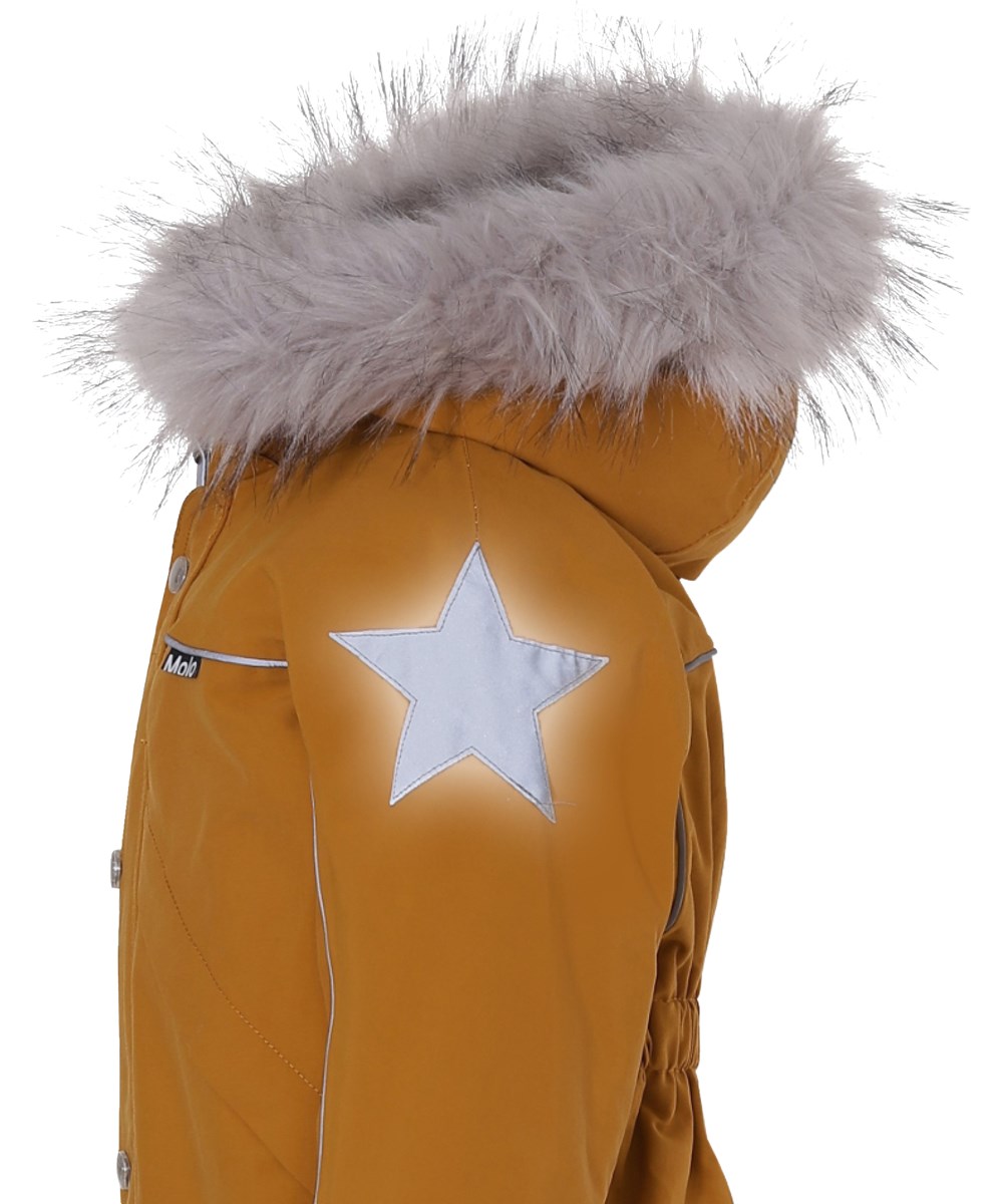Polaris Fur Recycle - Autumn Leaf - Recycled mustard coloured snowsuit fur 