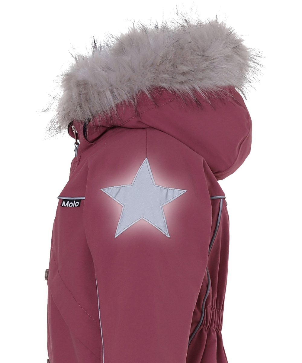 Polaris Fur Recycle - Maroon - Recycled bordeaux snowsuit fur collar