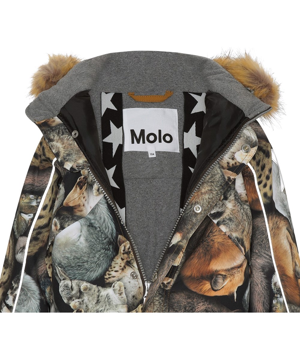 Polaris Fur - Sleeping Cubs - Recycled snowsuit animal print and fur