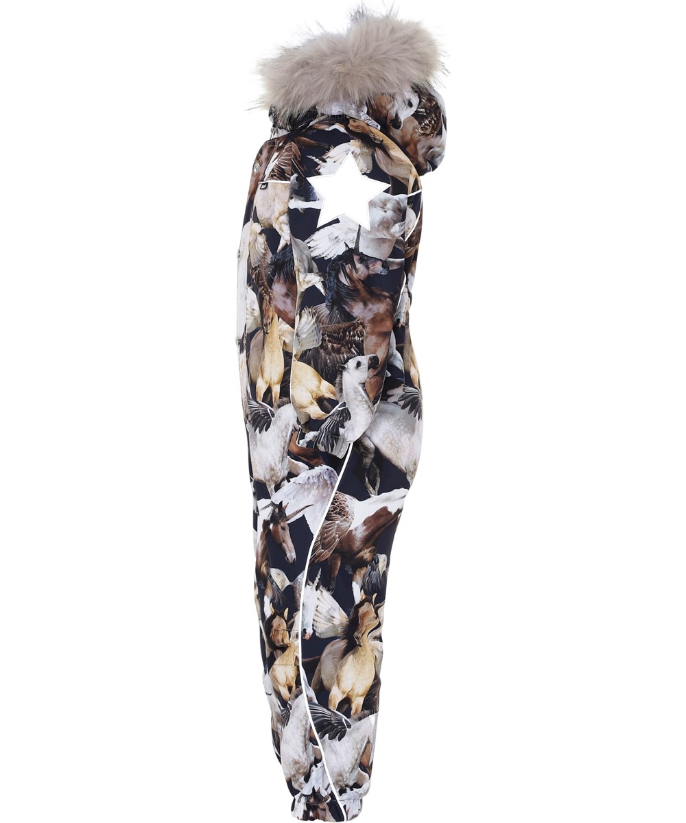 Polaris Fur - Unicorn And Pegasus - Dark blue snowsuit with unicorns. 