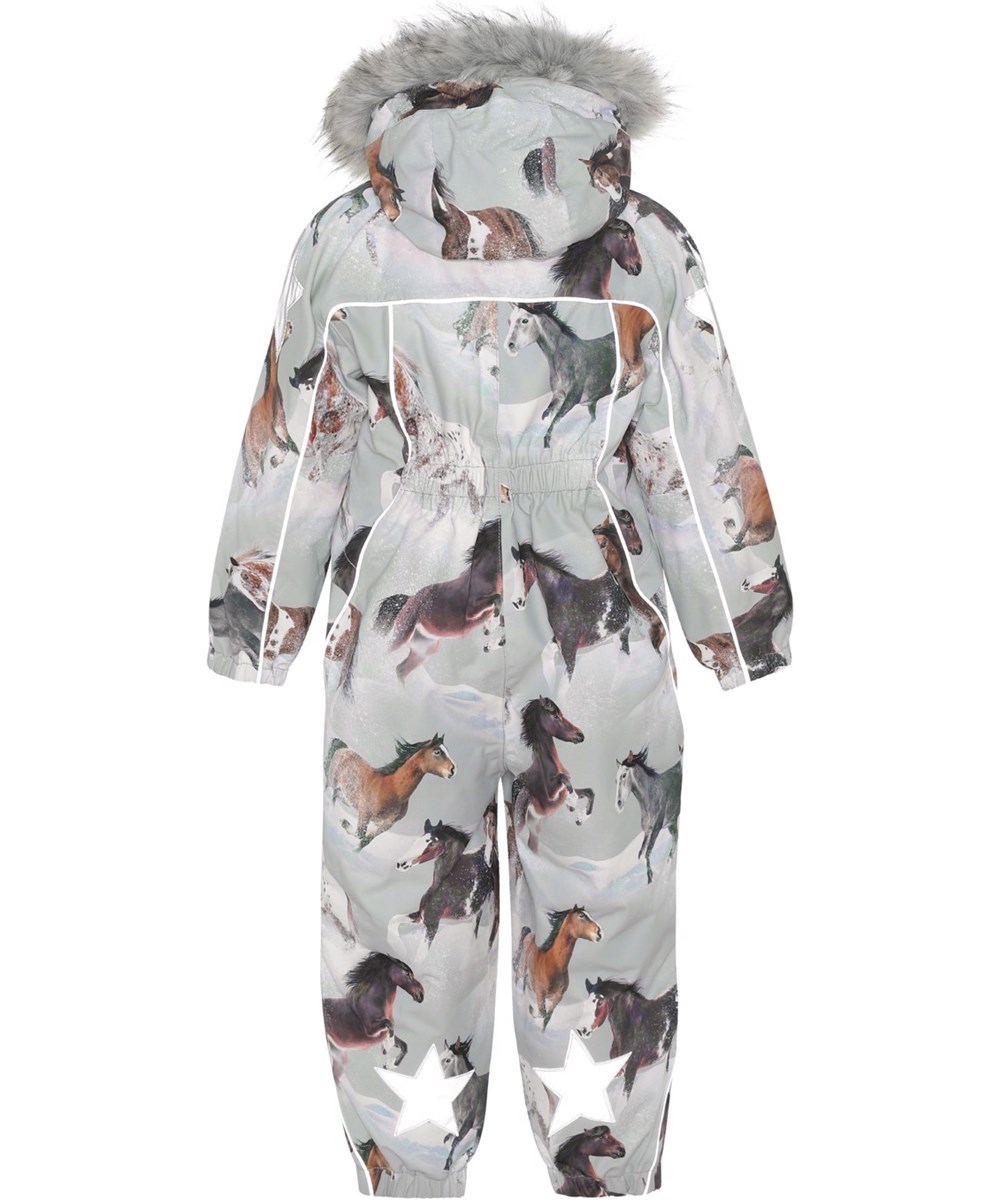Polaris Fur - Winter Horses - Recycled snowsuit with horse print and fur 