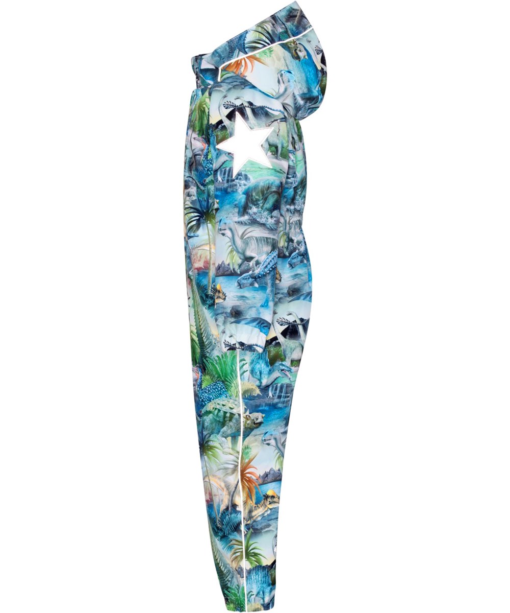 Polly - Dino Fantastic - Waterproof summer suit in blue and green with dinosaur print 