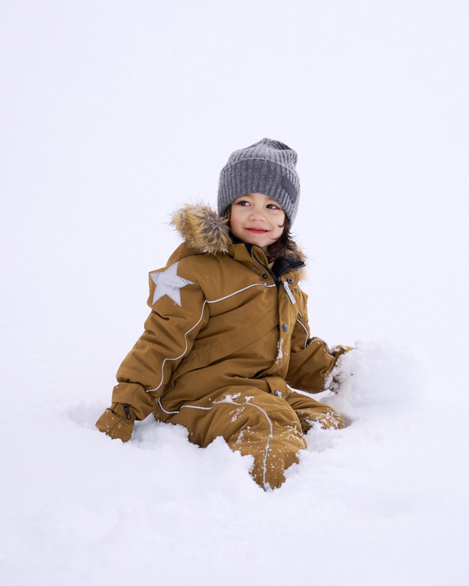 Pyxis Fur - Earthy - Recycled brown snowsuit with fur trim