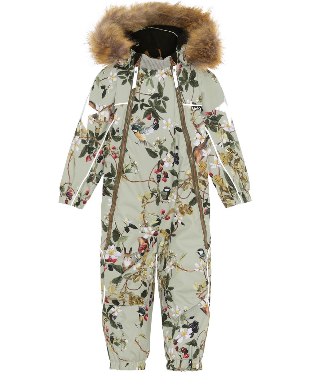 Pyxis Fur - Forest Life - Recycled snowsuit with berries and flowers