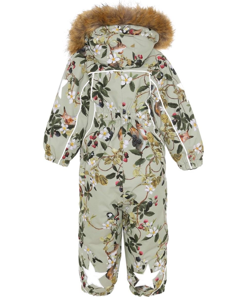 Pyxis Fur - Forest Life - Recycled snowsuit with berries and flowers