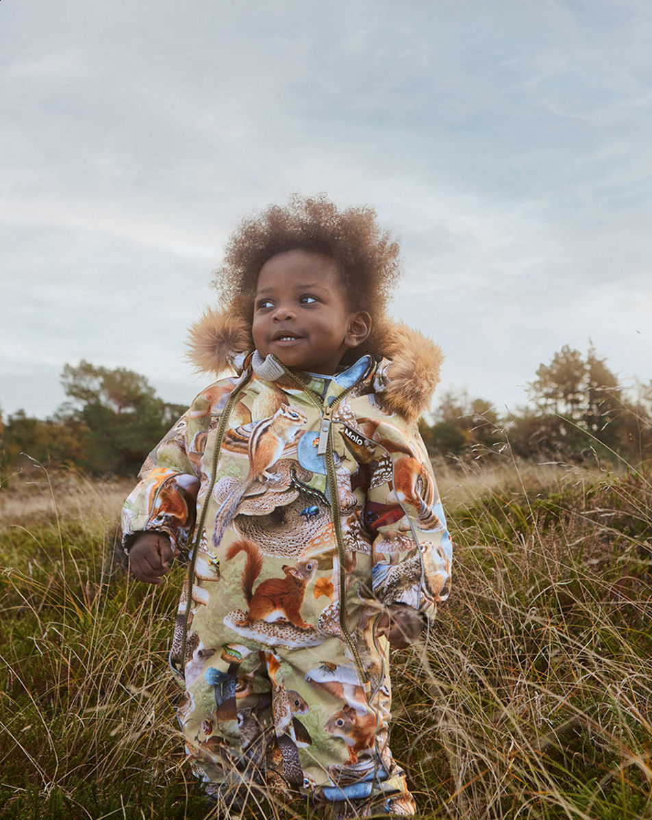 Pyxis Fur - Fungi Habitat - Recycled snowsuit with a print of