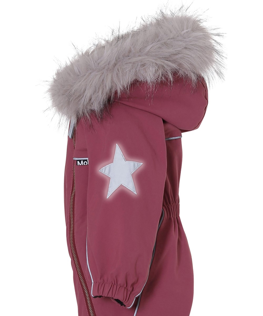 Pyxis Fur Recycle - Maroon - Recycled bordeaux snowsuit fur collar