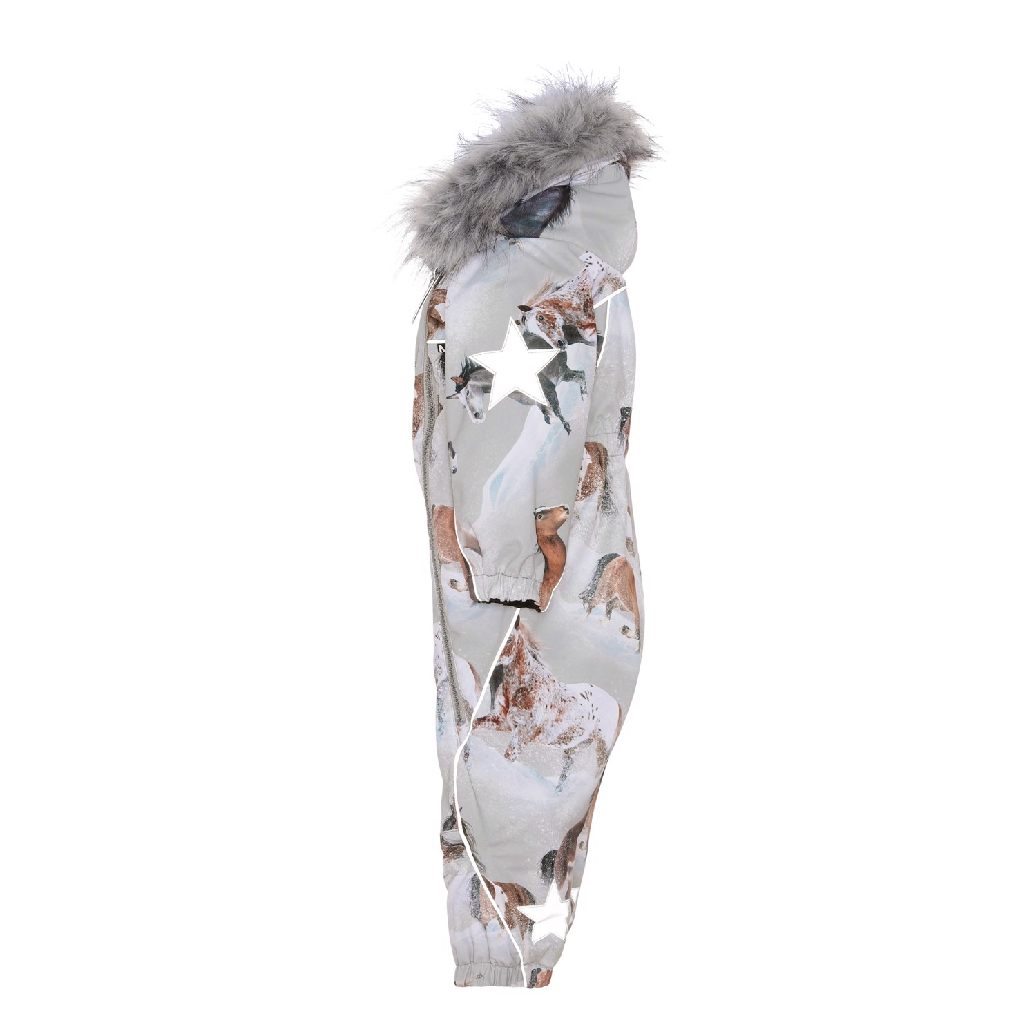 Pyxis Fur - Winter Horses - Recycled light grey snowsuit with