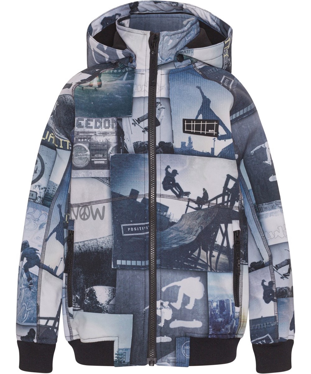 Cloudy - Urban Skate - Softshell jakke i blå med skate print