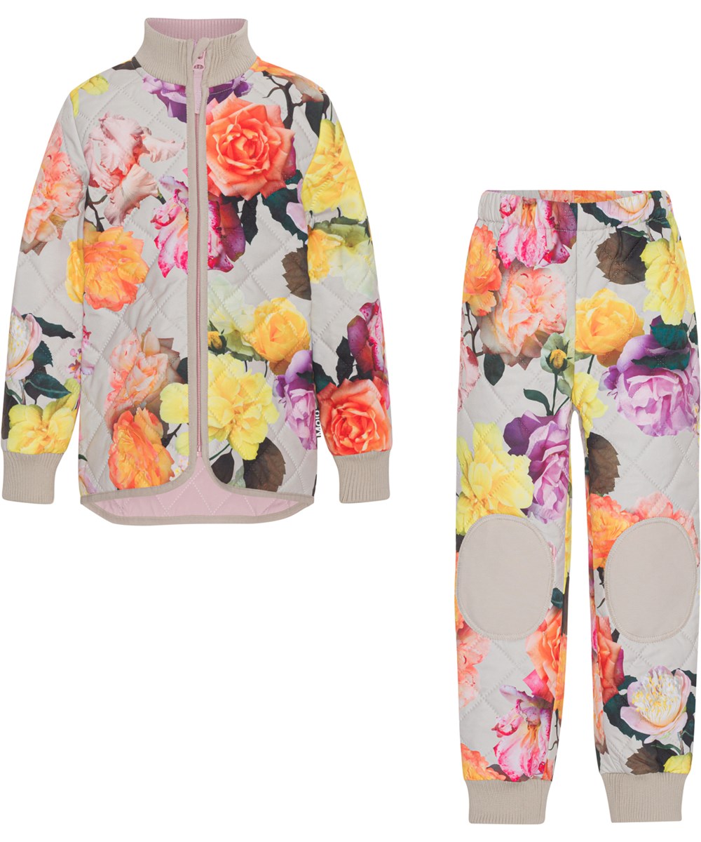 Hatton - Rose Park Grey - termosæt i grå med stort blomster print