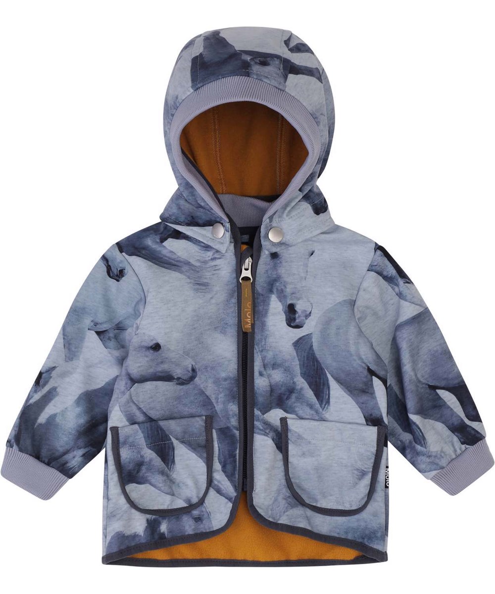 Hide - Dream Horses - Baby recycled softshell jakke med hesteprint