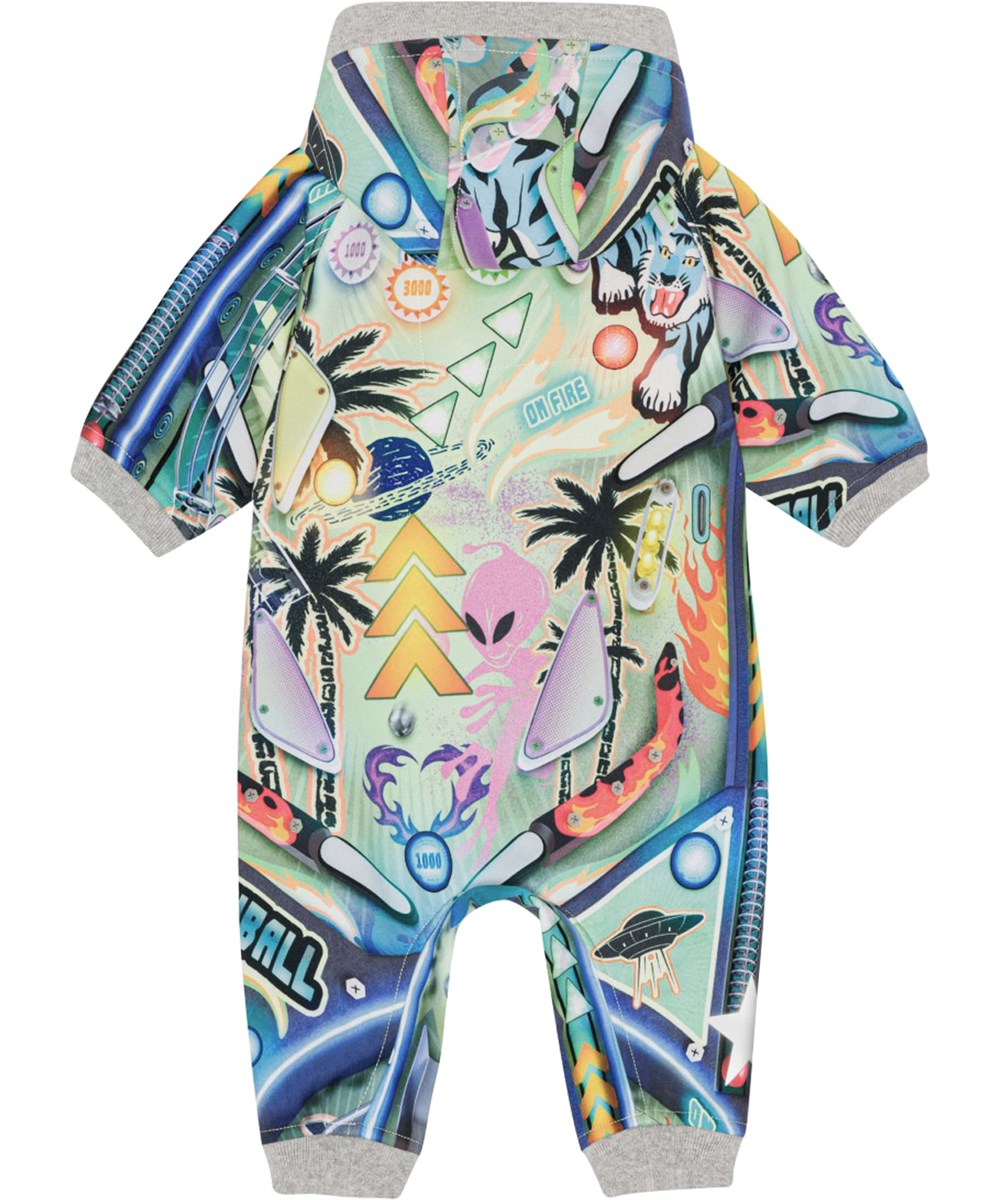 Hill - Pinball - Farverig softshell dragt til babyer og mindre børn med print af en gammel pinball maskine.