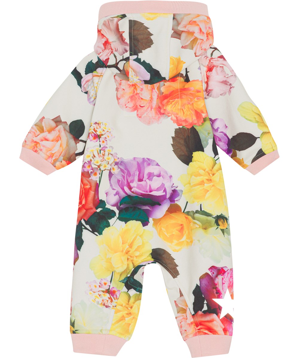 Hill - Rose Park Yellow - Softshell dragt til babyer i grå med blomster print